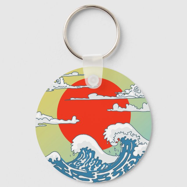 Japanese Waves Case-Mate iPhone Case Keychain (Front)