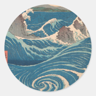 Japanese Waves Naruto Whirlpool Artwork Classic Round Sticker