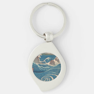 Japanese Waves Naruto Whirlpool Ocean Artwork Keychain