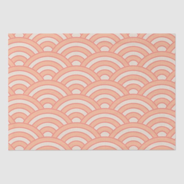 Japanese Waves Seigaiha Pattern Peach Fuzz  Tissue Paper (Front)