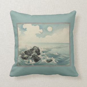 Japanese Waves Throw Pillow