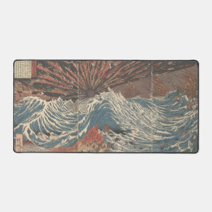 Japanese Waves with Pirate Ships Desk Mat
