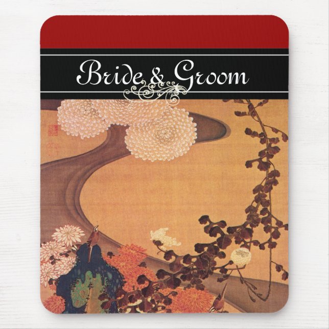 Japanese Wedding Chrysanthemums by a stream Mouse Pad (Front)