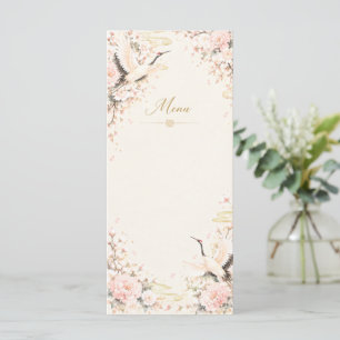 Japanese Wedding Menu Card - Pair of Cranes