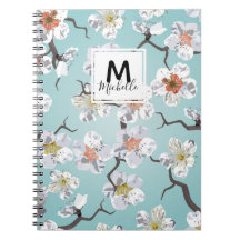 Japanese White Cherry Blossom Monogram Stationery