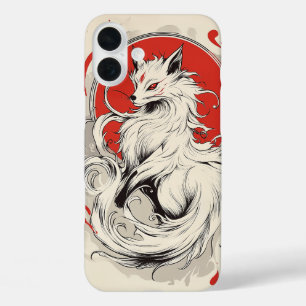 Japanese White Kitsune fox iPhone 16 Plus Case