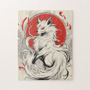 Japanese White Kitsune fox Jigsaw Puzzle