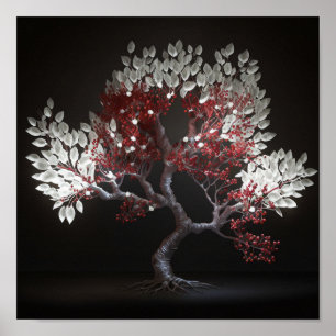 Japanese White Leaf Tree Poster