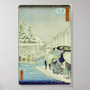 Japanese Winter on Water Art Woodblock Ukiyo-E Poster