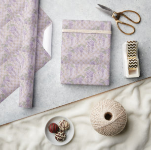 Japanese Wisteria & Shippo Kimono Floral Wrapping Paper