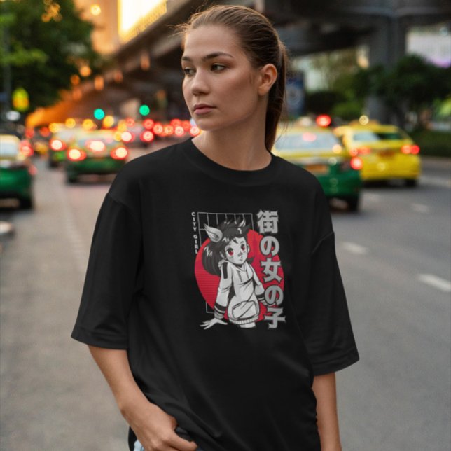 Japanese Wolf Anime Girl  T-Shirt (Creator Uploaded)