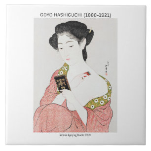 Japanese woman applying powder - Goyō Hashiguchi  Tile