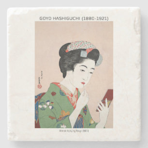 Japanese woman applying rouge - Goyō Hashiguchi  Stone Coaster