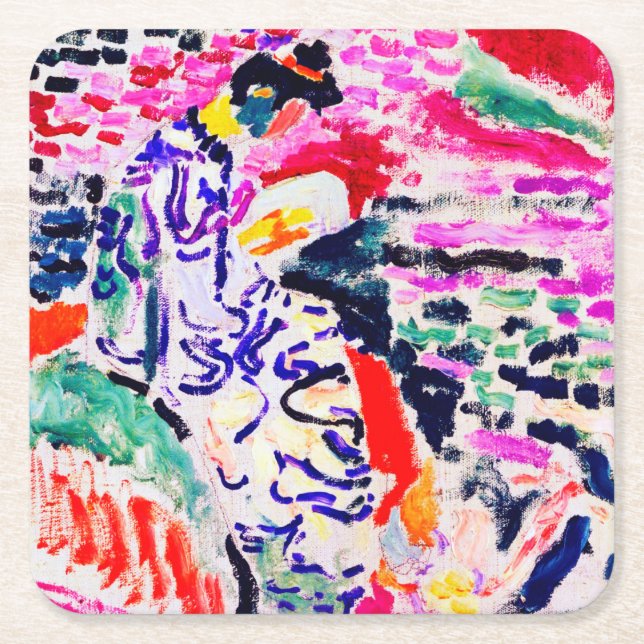 Japanese Woman beside the Water, Matisse Square Paper Coaster (Front)