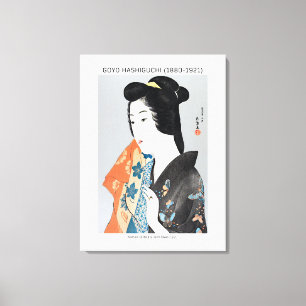 Japanese woman holding her towel - Goyō Hashiguchi Canvas Print