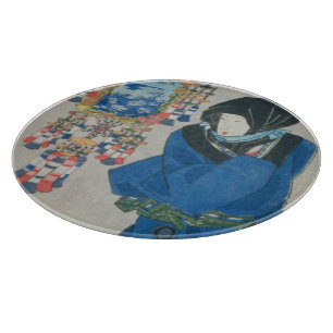 Japanese Woman in the Snow (colour woodblock print Cutting Board