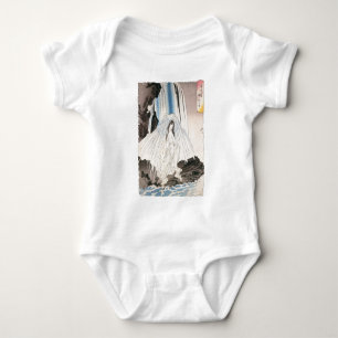 Japanese Woman in Waterfall, Ancient Japanese Art Baby Bodysuit