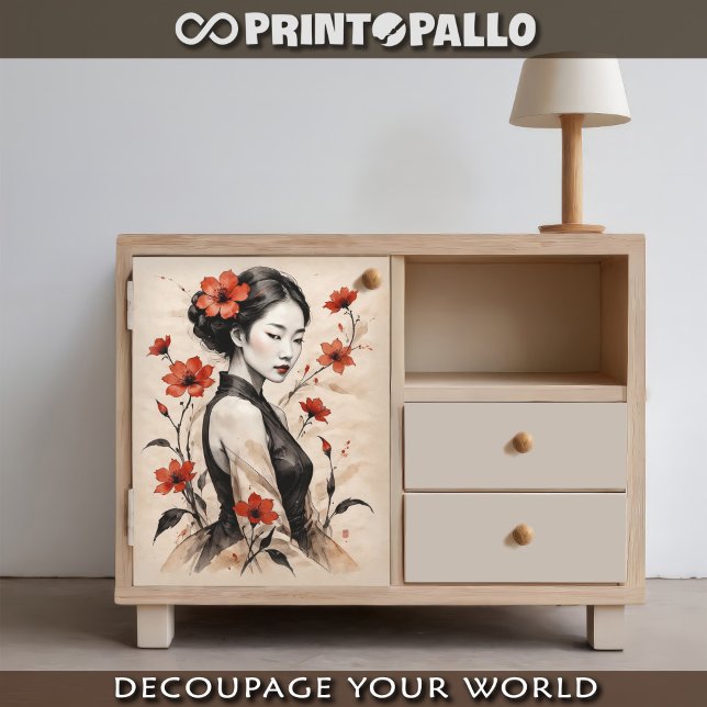Japanese woman ink on rice paper portrait (Creator Uploaded)