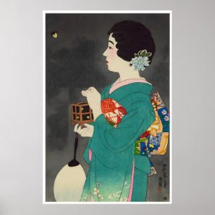 Japanese Woman Painting Geisha Print Japan Poster