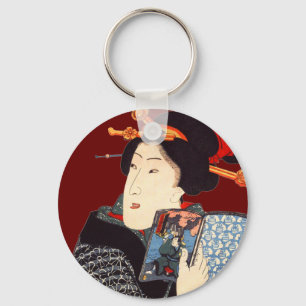 Japanese Woman Reading 2 Keychain