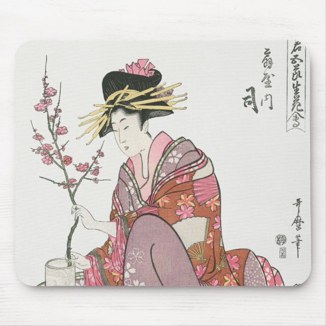 Japanese woman vintage Painting art woodblock prin Mouse Pad (Front)