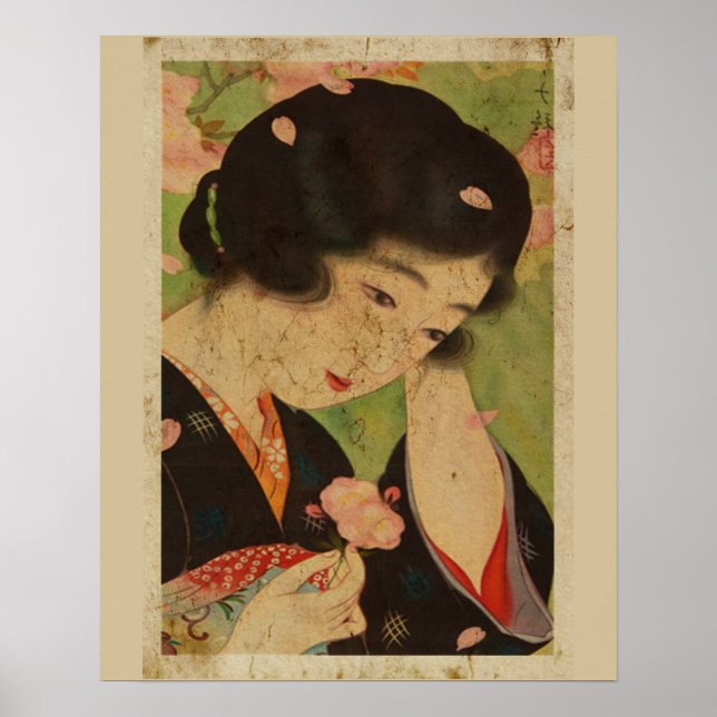 Japanese Women With Sakura Ukiyo Style Art No5 Poster (Front)