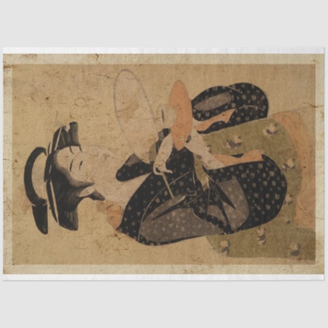 Japanese Women With Tea Cup Ukiyo Style Art No4 Tissue Paper (Front)