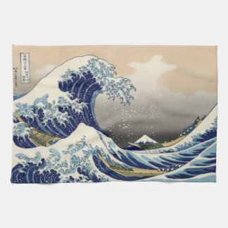 Japanese Woodblock: Big Wave off Kanagawa Kitchen Towel