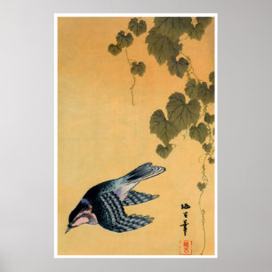 Japanese Woodblock Print Bird Art Asian Vintage