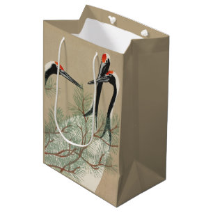 Japanese woodblock-print Cranes — Kamisaka Sekka Medium Gift Bag