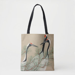 Japanese woodblock-print Cranes - Kamisaka Sekka Tote Bag
