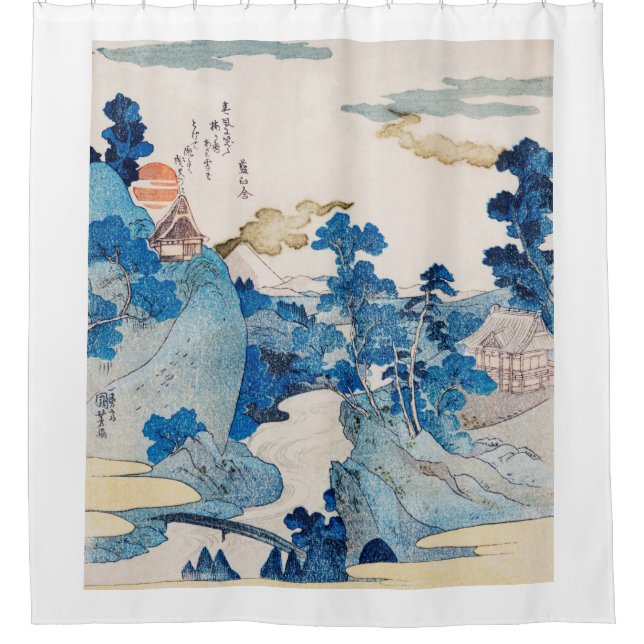 JAPANESE WOODBLOCK PRINT LANDSCAPE Shower Curtain (Front)