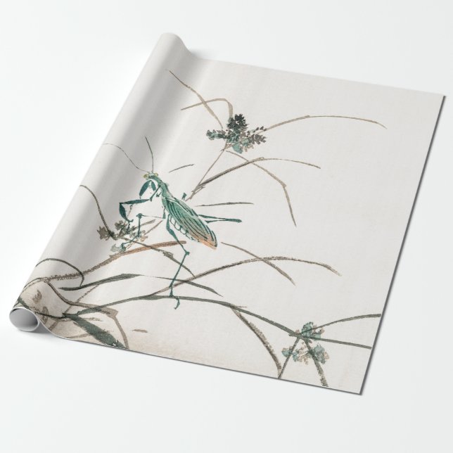 japanese woodblock print of mantis Wrapping Paper (Unrolled)