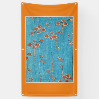 JAPANESE WOODBLOCK PRINT OF WATER LILIES ON Banner