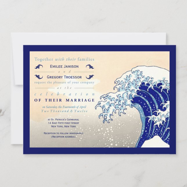Japanese Woodblock Print Wedding Invitations (Front)