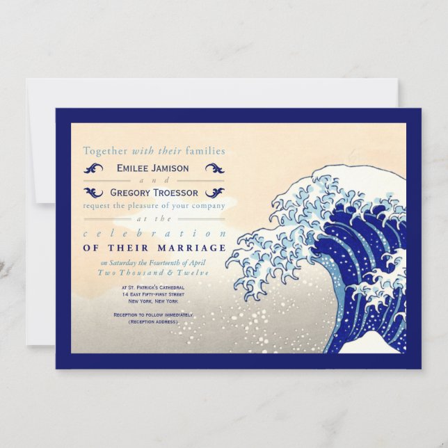 Japanese Woodblock Print Wedding Invitations (Front)