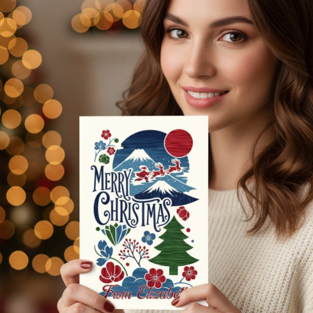 Japanese Woodblock Style Christmas Holiday Card (Creator Uploaded)