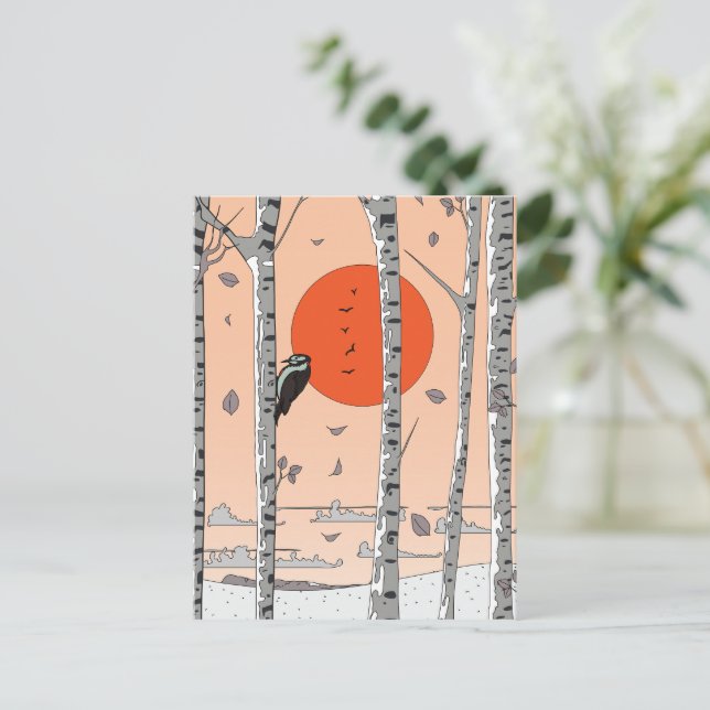 Japanese Woodpecker Postcard (Standing Front)