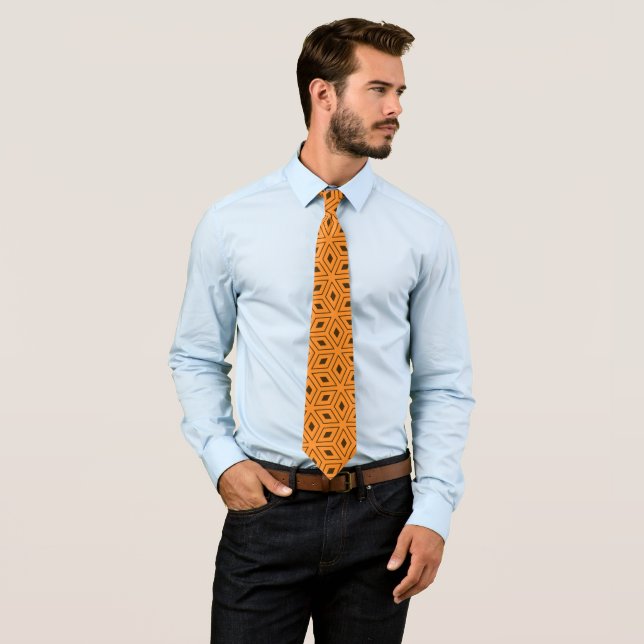 Japanese Yellow Black Minimal Pattern Tie (In Situ)