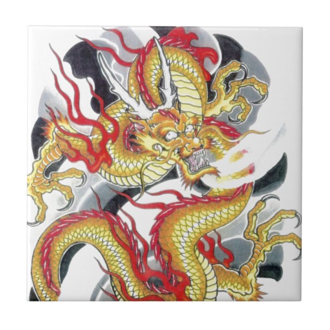 Japanese Yellow Dragon Tile (Front)