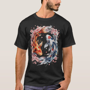 Japanese Yin Yang Koi Fish Sakura T-Shirt