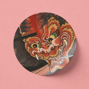 Japanese Yokai Oni King Shutendoji Fine Art Classic Round Sticker