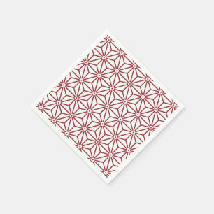 Japanese Yukata Red White Jinbei Asanoha Shinshu Napkin