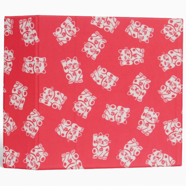 Japanese Yukata Textile, Maneki Neko (Lucky Cat) Binder (Front/Spine)