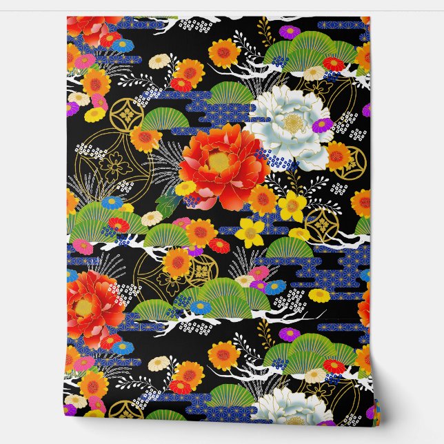 Japanese yuzen style wallpaper (Unrolling)