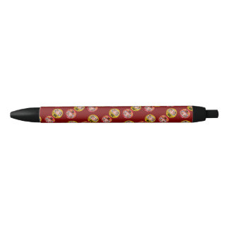  "Japanese Zen Daruma & Kanji – Never Give Up" Black Ink Pen