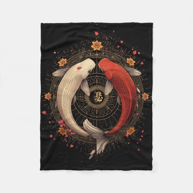 Japanese Zen Feng Shui Art Fleece Blanket (Front)