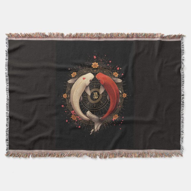 Japanese Zen Feng Shui Art Throw Blanket (Front)