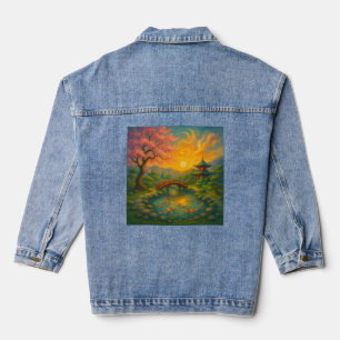 Japanese Zen Garden Sunset   Denim Jacket