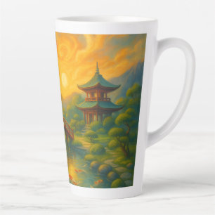 Japanese Zen Garden Sunset Latte Mug